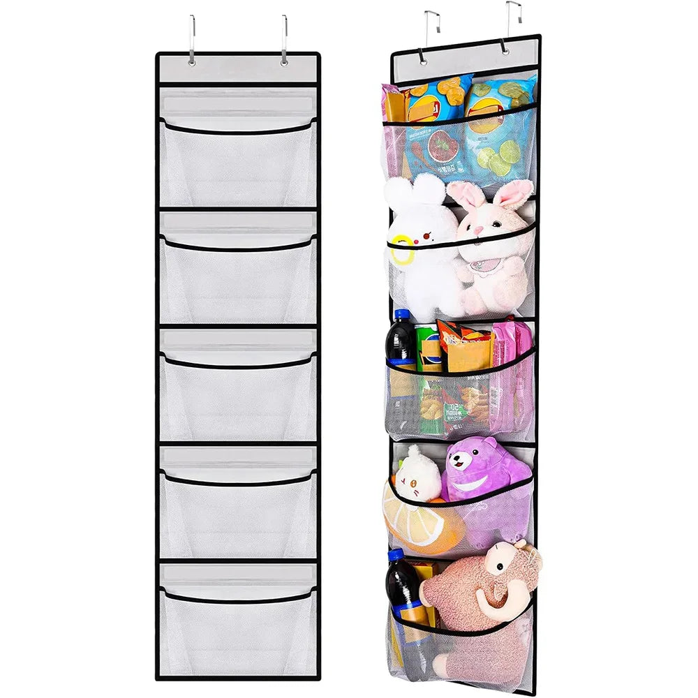 5-Pocket Over-the-Door Hanging Organizer – No Drill Closet Storage